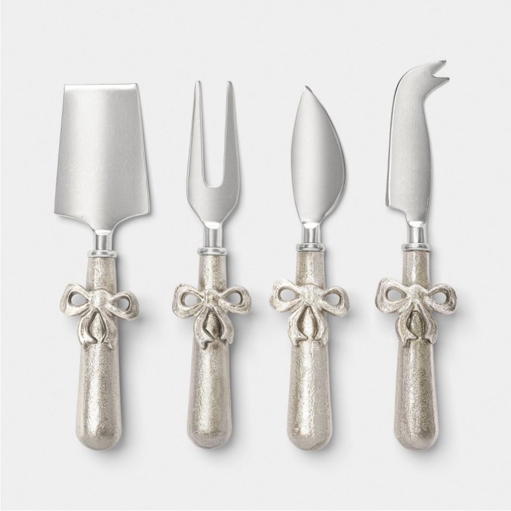 4pk Bow Cheese Tool Set silver